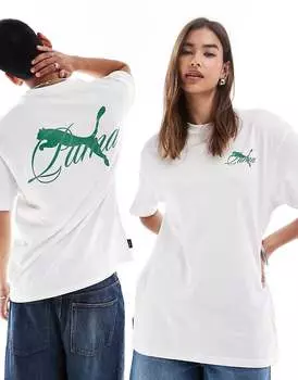 Бело-зеленая футболка PUMA Terrace с принтом на спине