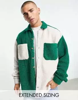 Бело-зеленая куртка оверсайз ASOS DESIGN Cut & Sew