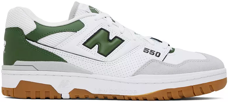 Бело-зеленые кроссовки 550 New Balance