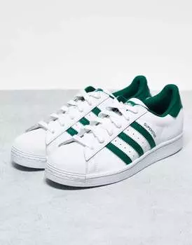 Бело-зеленые кроссовки adidas Originals Superstar