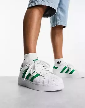 Бело-зеленые кроссовки adidas Originals Superstar XLG будущего, бело-зеленый