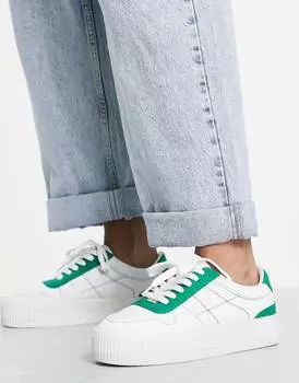 Бело-зеленые кроссовки на платформе со шнуровкой ASOS DESIGN Duet