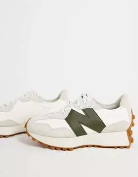 Бело-зеленые кроссовки New Balance 327