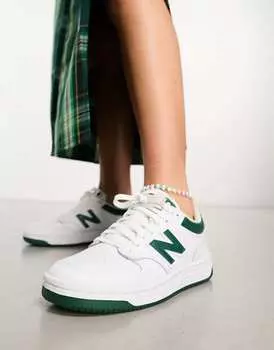 Бело-зеленые кроссовки New Balance 480
