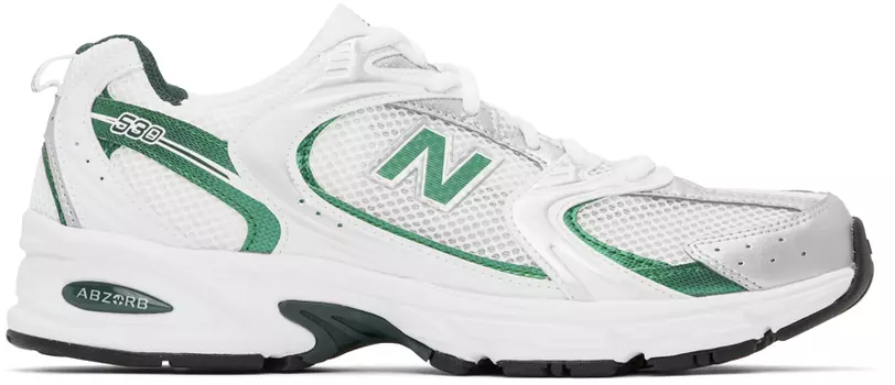Бело-зеленые кроссовки New Balance 530