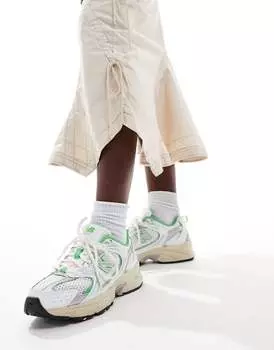 Бело-зеленые кроссовки New Balance 530