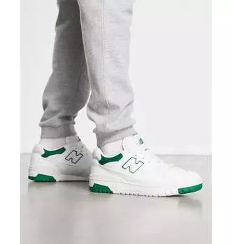 Бело-зеленые кроссовки New Balance 550