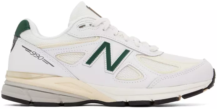 Бело-зеленые кроссовки New Balance Made in USA 990v4