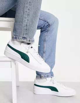 Бело-зеленые кроссовки Puma Basket Classic XXI