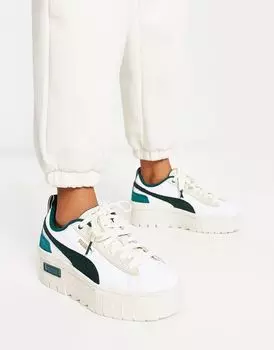 Бело-зеленые кроссовки PUMA Mayze Wedge