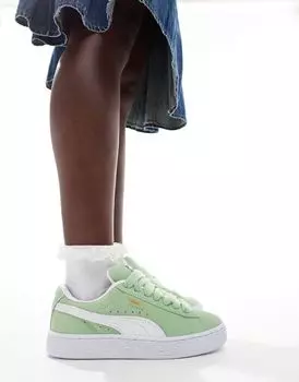 Бело-зеленые кроссовки Puma Suede XL