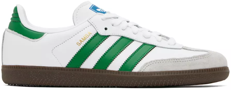 Бело-зеленые кроссовки Samba OG Adidas Originals, Cloud white/Green