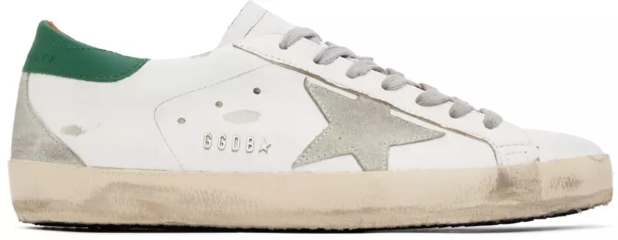 Бело-зеленые кроссовки Super-Star Golden Goose