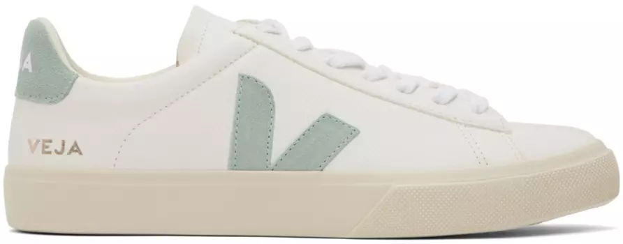 Бело-зеленые кроссовки VEJA Campo