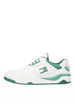 Бело-зеленые мужские кожаные кроссовки TJM LEATHER OUTSOLE COLOR Tommy Hilfiger, белый/зеленый