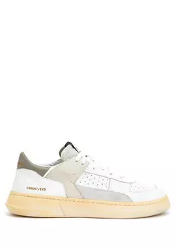 Бело-зеленые женские кожаные кроссовки Run Of