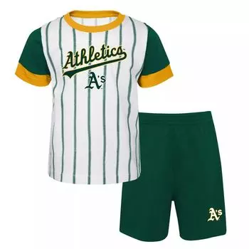Бело-зеленый комплект из футболки и шорт игрока Oakland Athletics Position для малышей Outerstuff