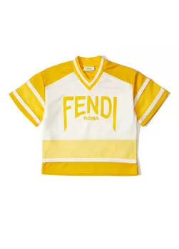 Бело-желтая футболка с логотипом для мальчика Fendi