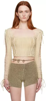 Бело-желтая расширяемая футболка с длинным рукавом Isa Boulder