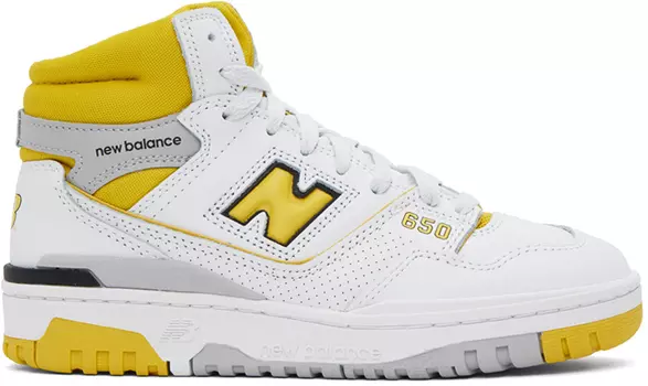 Бело-желтые кроссовки New Balance 650