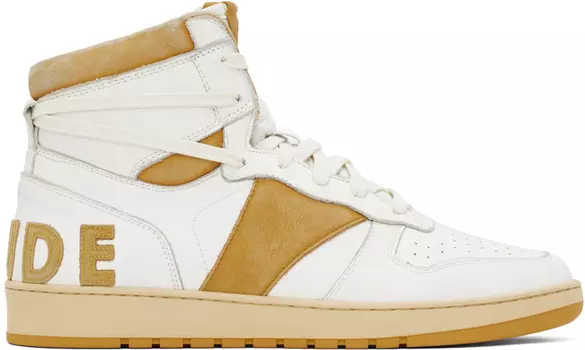 Бело-желтые высокие кроссовки Rhecess-Sky Rhude