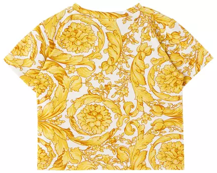 Бело-золотая футболка Baby Barocco Versace