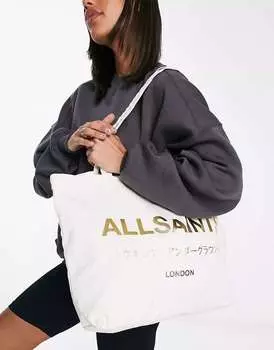 Бело-золотая сумка-тоут из фольги AllSaints Underground