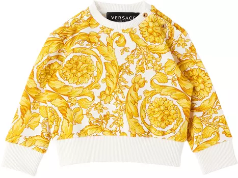 Бело-золотая толстовка Baby Barocco Versace