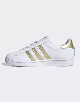 Бело-золотые кроссовки adidas Originals Superstar