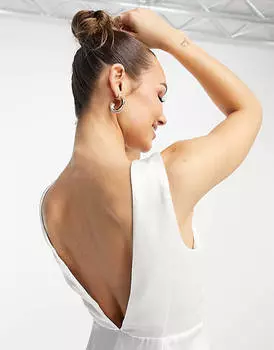 Белое атласное платье макси "русалка" Vila Bridal