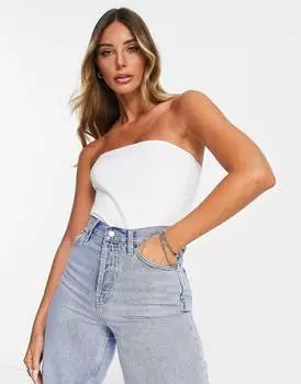 Белое боди-бандо Topshop