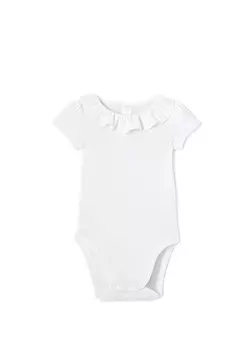 Белое боди для девочек с рюшами и воротником Jacadi Paris