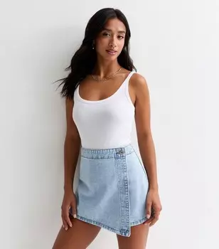 Белое боди из эластичного хлопка Petite с жилетом в рубчик New Look, белый