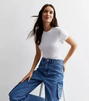 Белое боди из эластичного хлопка с короткими рукавами New Look, белый