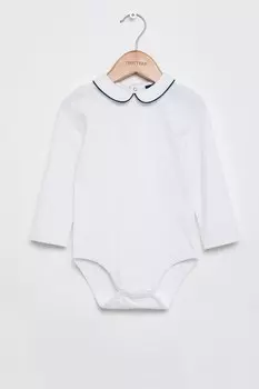 Белое боди Milo с длинными рукавами и декоративной отделкой Trotters London, белый