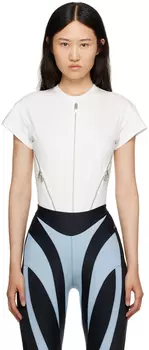 Белое боди на молнии Mugler
