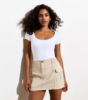 Белое боди Petite с овальным вырезом New Look, белый