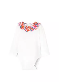 Белое боди с воротником liberty для девочек Jacadi Paris