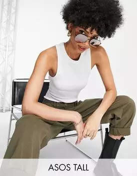 Белое боди с вырезом-борцовкой ASOS DESIGN Tall