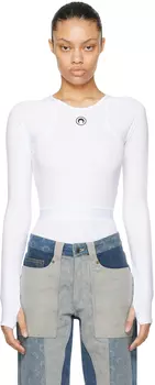 Белое боди с вышивкой Marine Serre