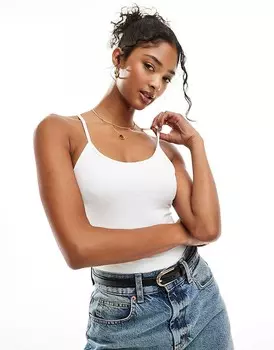 Белое боди со шнуровкой на спине Pimkie