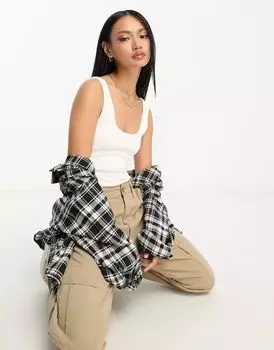 Белое боди в рубчик с овальным вырезом ASOS