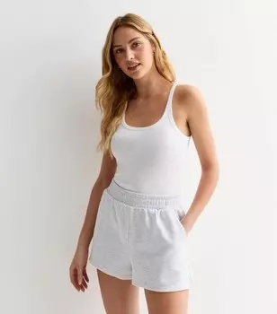 Белое боди в рубчик с овальным вырезом и бретелями New Look, белый