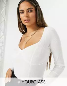 Белое боди в рубчик со швами на груди ASOS DESIGN