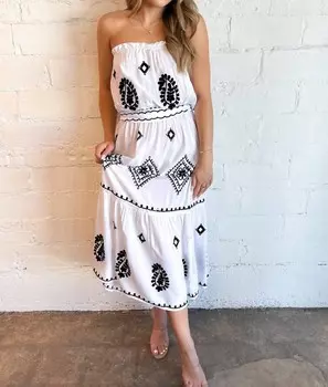 Белое/черное платье с вышивкой Alora Elan