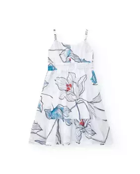 Белое детское платье на бретелях с цветочным принтом Tuc tuc, белый