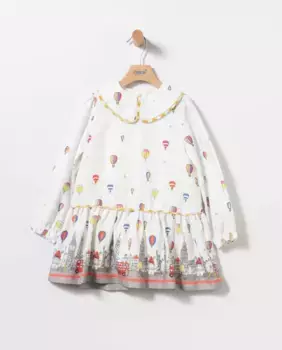 Белое девичье платье с принтом города и воздушных шаров Coco Acqua, мультиколор