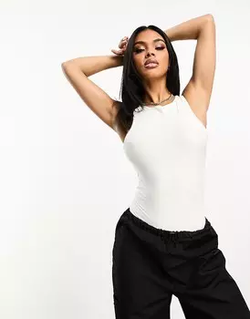Белое двухслойное боди-борцовка ASOS DESIGN