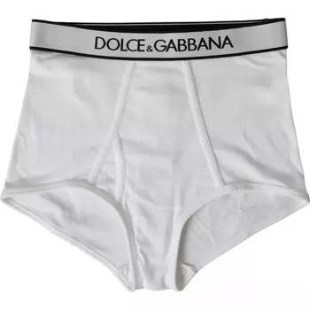 Белое хлопковое эластичное нижнее белье с фирменным логотипом Dolce & Gabbana