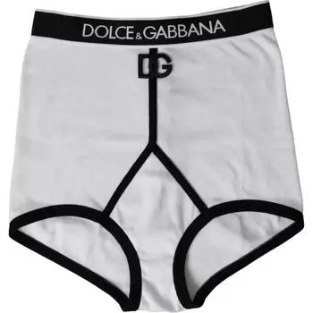 Белое хлопковое эластичное нижнее белье с фирменным логотипом Dolce & Gabbana
